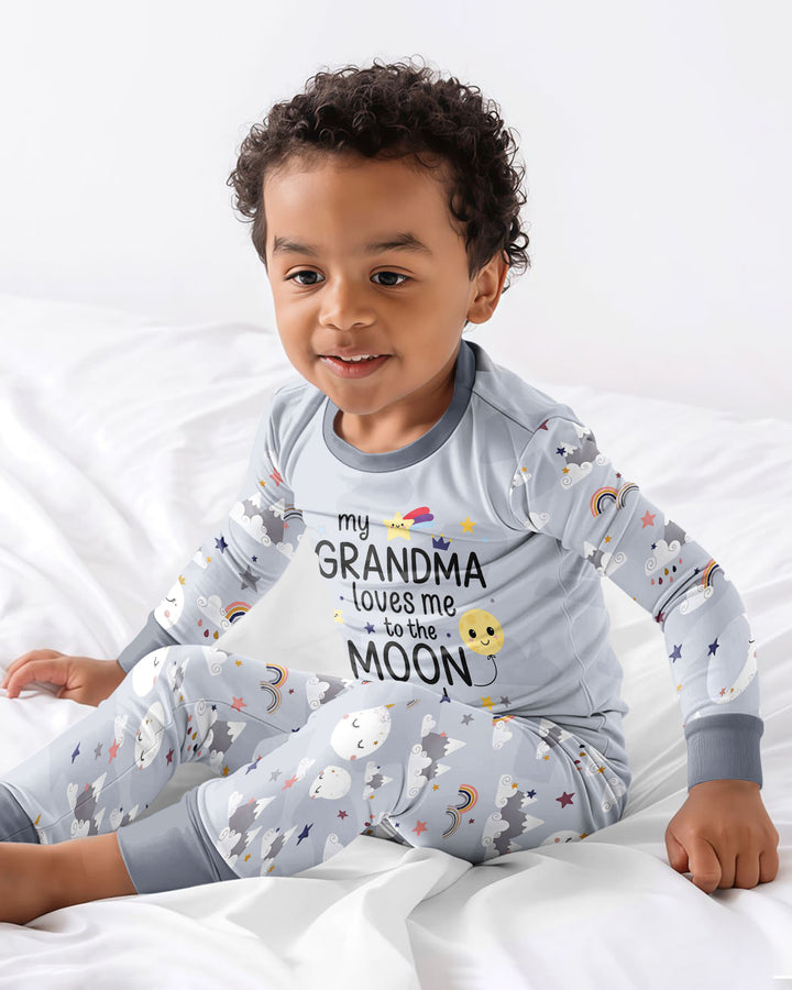 My Grandma Loves Me To The Moon And Back Bamboo Two Piece Long Sleeve Pajama Set