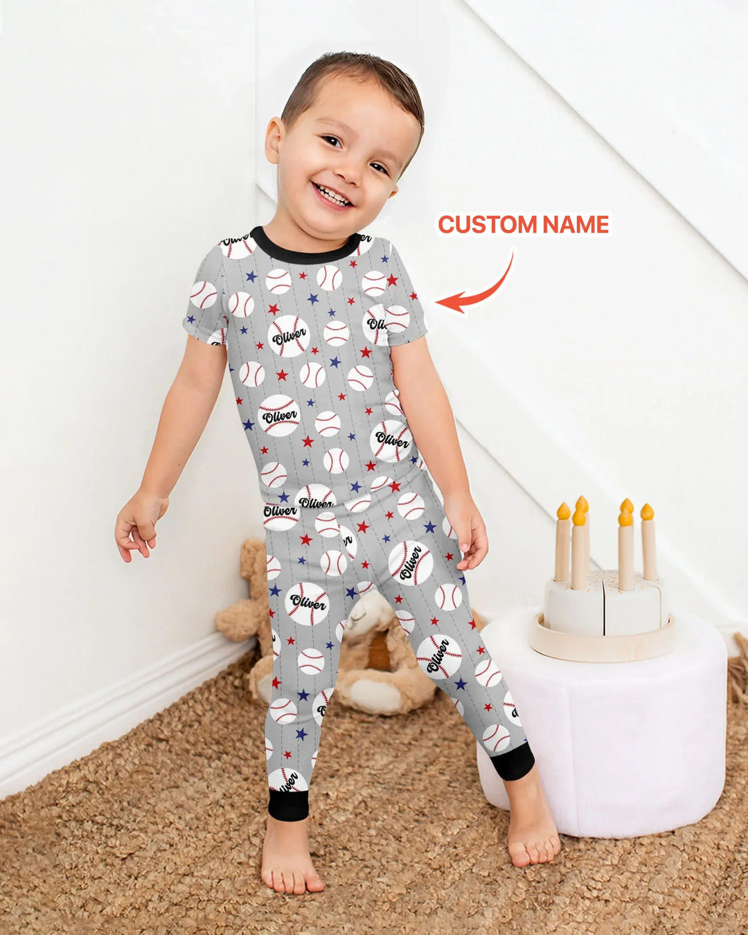 Custom Name Rookie of The Year Matching Bamboo Two Piece Short Sleeve Pajama Set
