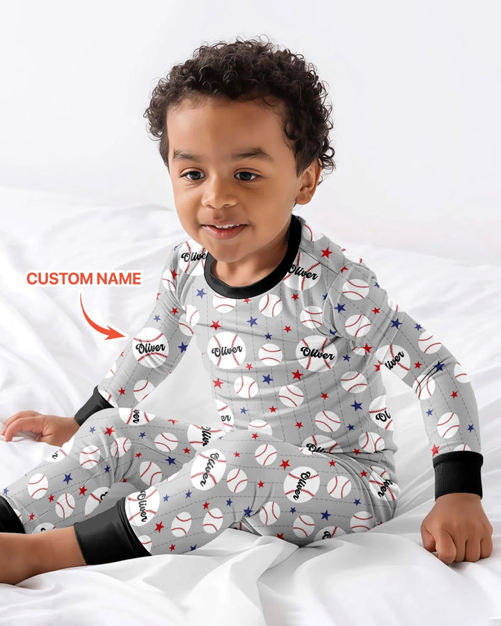 Custom Name Rookie of The Year Matching Bamboo Two Piece Long Sleeve Pajama Set