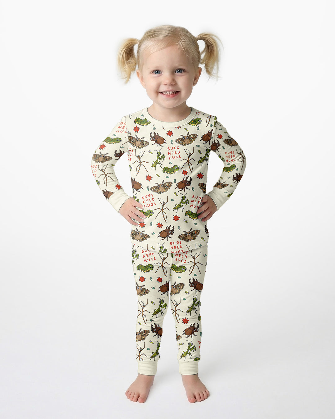 Cute Insect Friends Bamboo Two Piece Long Sleeve Pajama Set