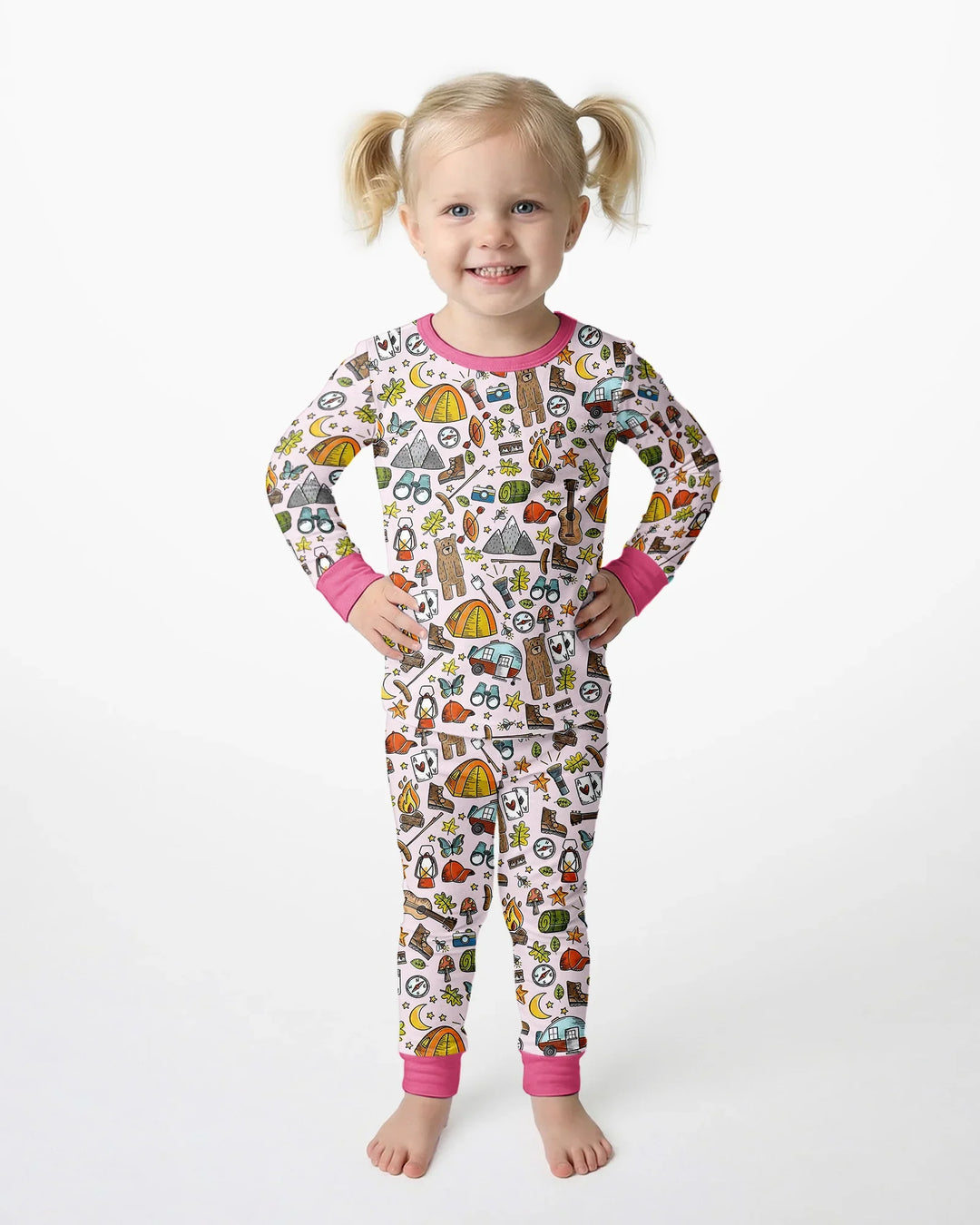 Funny Camper Family Matching Bamboo Two Piece Long Sleeve Pajama Set