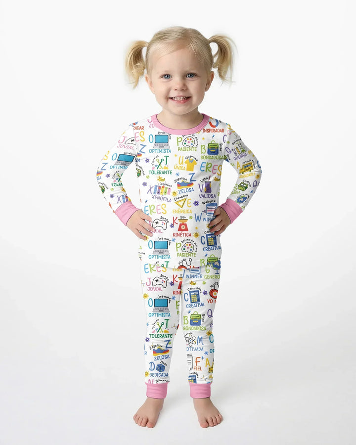 You Are Spanish Alphabet Version Bamboo Two Piece Long Sleeve Pajama Set