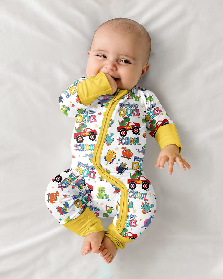 First Day of Preschool T-Rex Bamboo Convertible Zippy