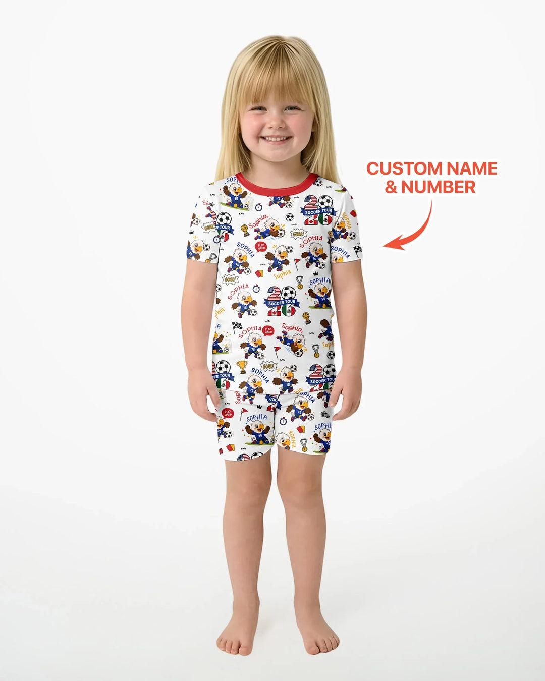 USA We Are Champions Soccer Tour 2026 Bamboo Two Piece Short Sleeve Shorts Pajama Set