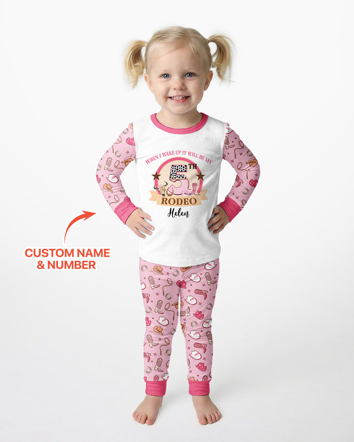 Personalized Birthday When I Wake Up It Will Be Rodeo Bamboo Two Piece Long Sleeve Pajama Set