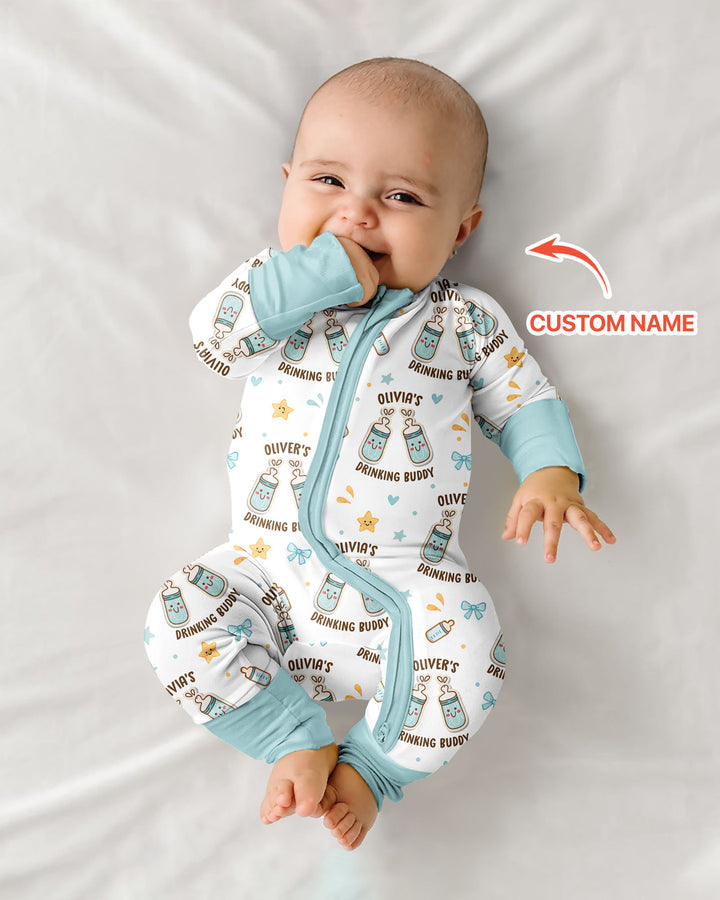Custom Name Twin Drinking Buddies Bamboo Convertible Zippy
