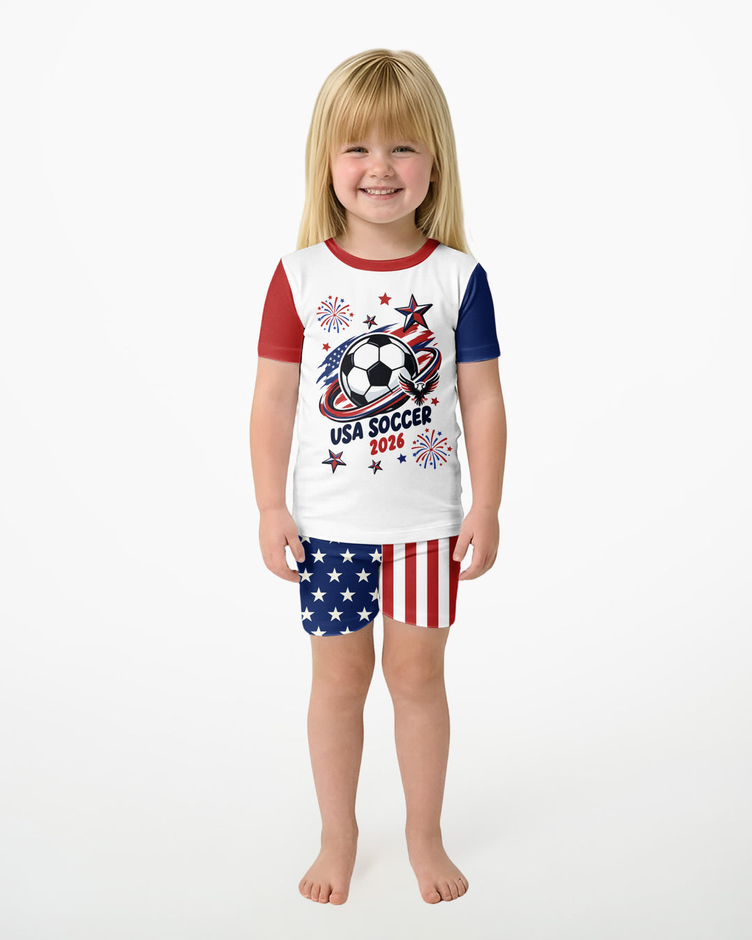 USA Soccer 2026 Family Matching Bamboo Two Piece Short Sleeve Shorts Pajama Set