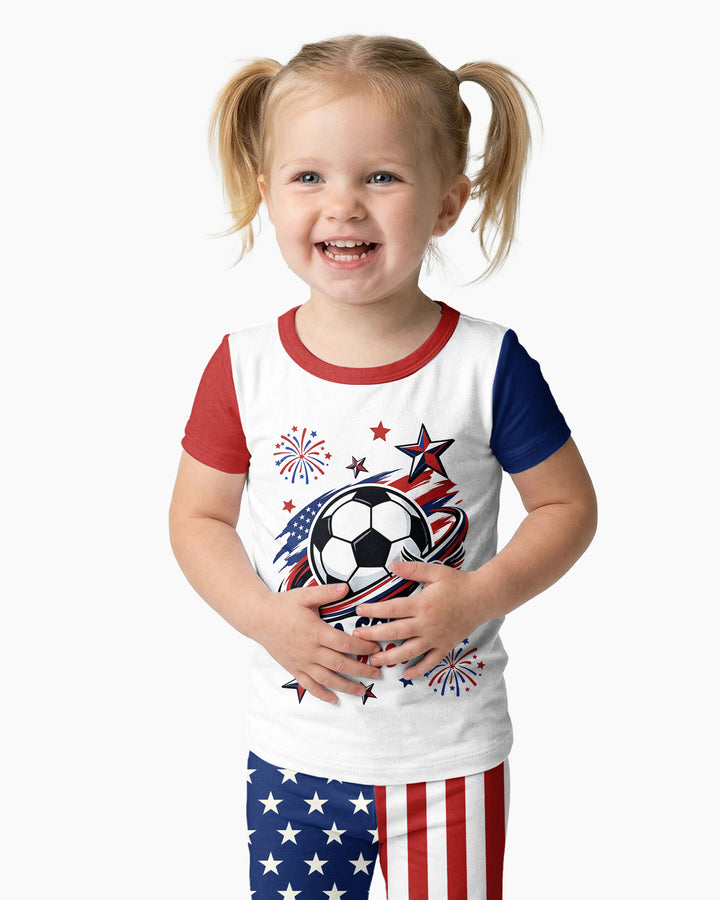 USA Soccer 2026 Family Matching Bamboo Two Piece Short Sleeve Pajama Set