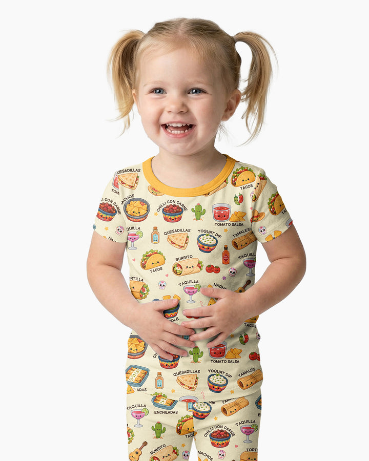 Kawaii Mexican Food Bamboo Two Piece Short Sleeve Pajama Set