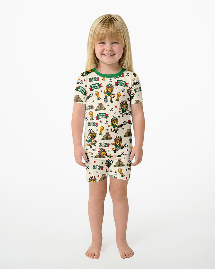 Jaguar 2026 Vamos Mexico Family Matching Bamboo Two Piece Short Sleeve Shorts Pajama Set