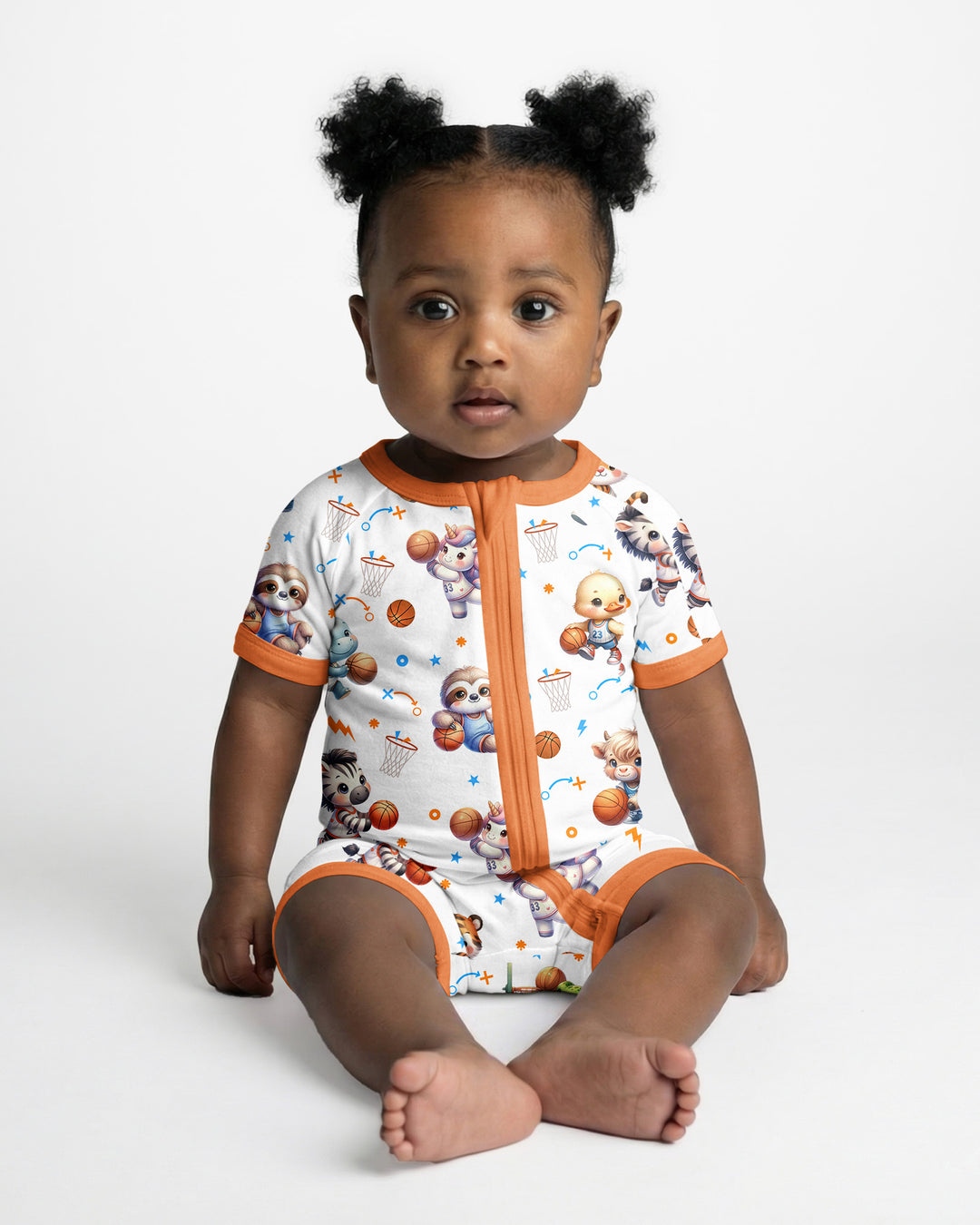 Cartoon Basketball Animals Bamboo Shorty Zippy