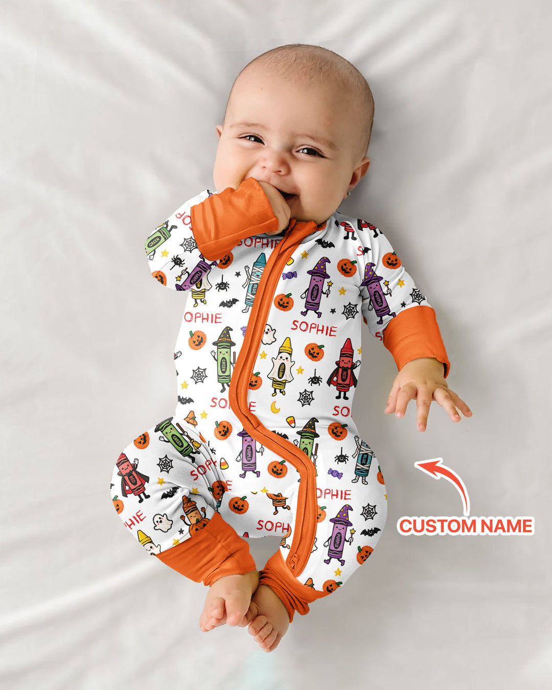 Custom Name Halloween Crayon Bamboo Convertible Zippy