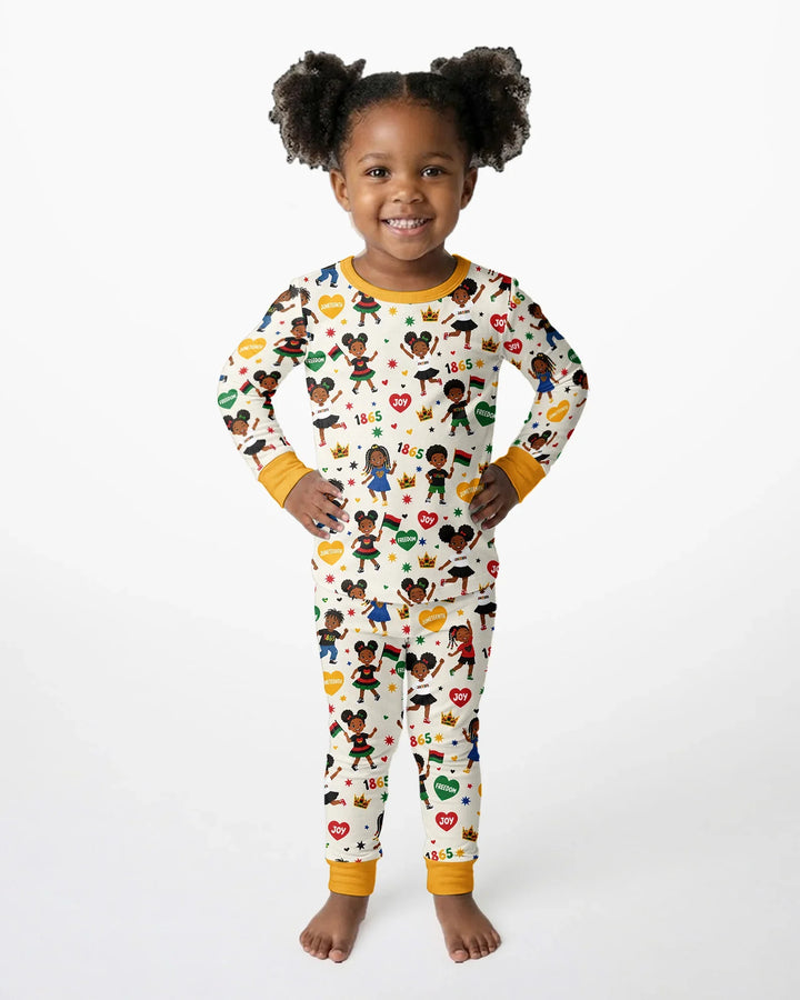 Celebrate Juneteenth Freedom Bamboo Two Piece Long Sleeve Pajama Set