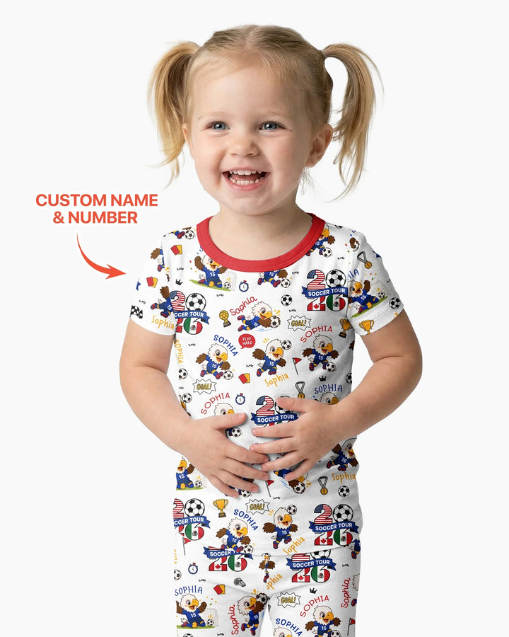 USA We Are Champions Soccer Tour 2026 Bamboo Two Piece Short Sleeve Pajama Set