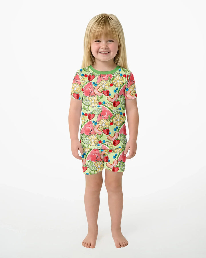 Sweet Summer Fruits Family Matching Bamboo Two Piece Short Sleeve Shorts Pajama Set