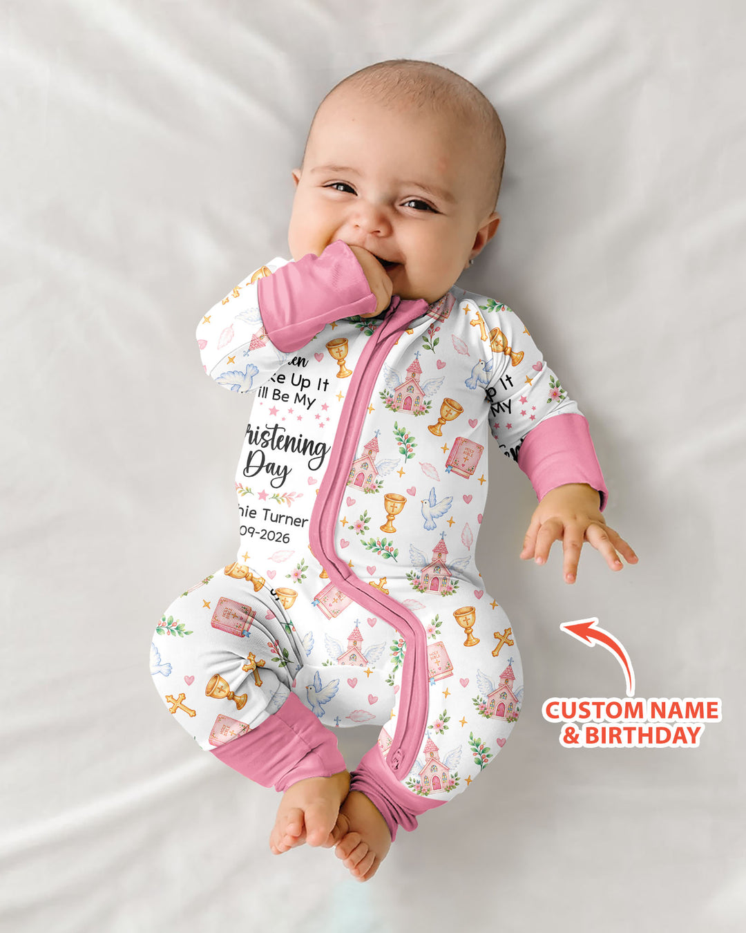 Personalized When I Wake Up It Will Be My Christening Day Bamboo Convertible Zippy