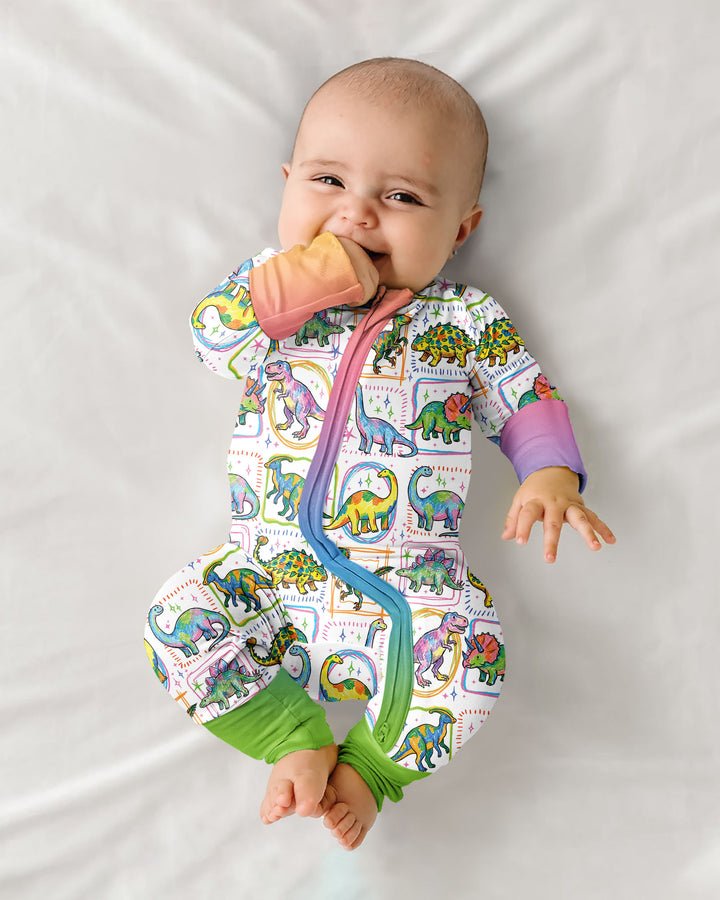 Dinosaur Colorful Stamps Bamboo Convertible Zippy