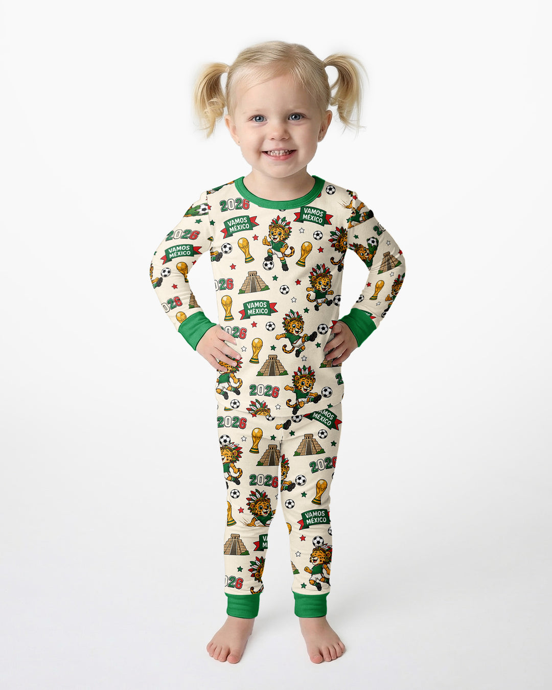 Jaguar 2026 Vamos Mexico Family Matching Bamboo Two Piece Long Sleeve Pajama Set
