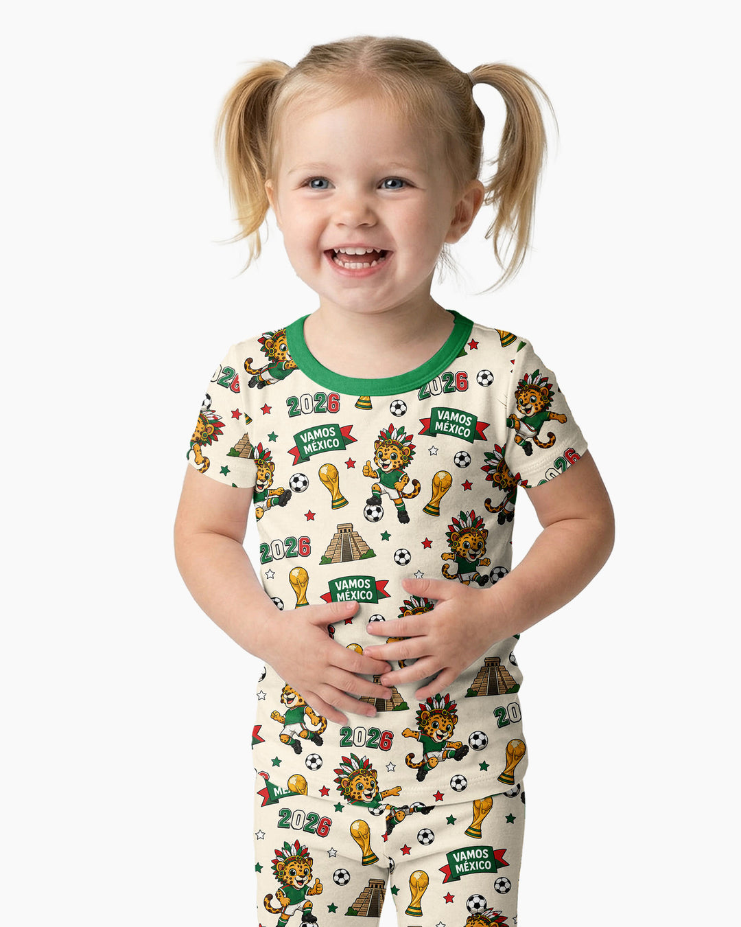 Jaguar 2026 Vamos Mexico Family Matching Bamboo Two Piece Short Sleeve Pajama Set