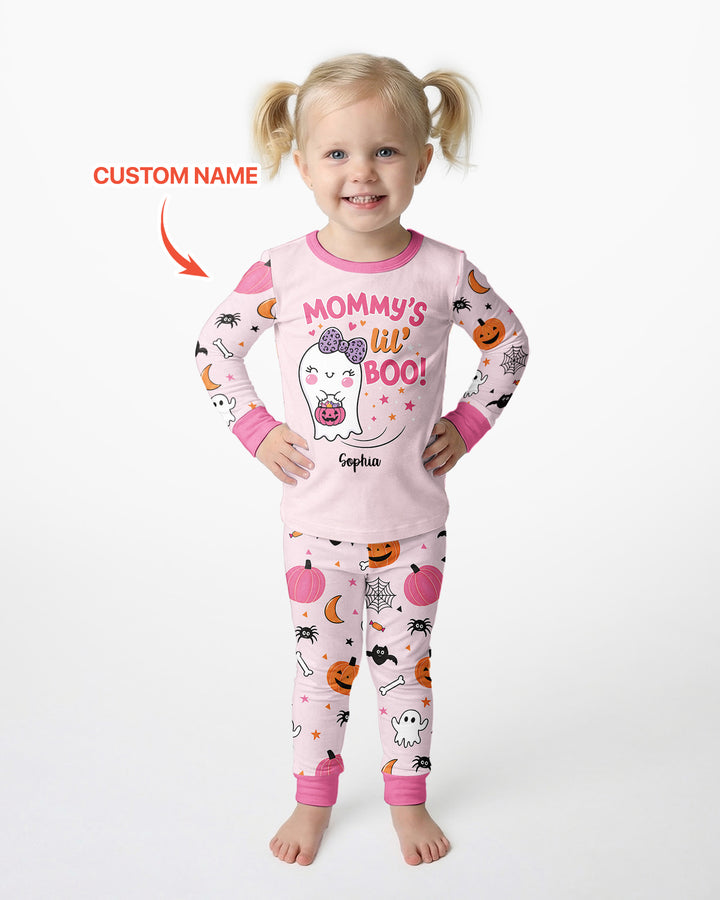 Custom Name Mommy's Lil' Boo Bamboo Two Piece Long Sleeve Pajama Set