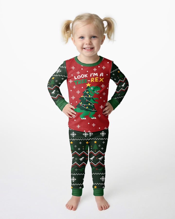 Look I'm Tree-Rex Ugly Christmas Bamboo Two Piece Long Sleeve Pajama Set