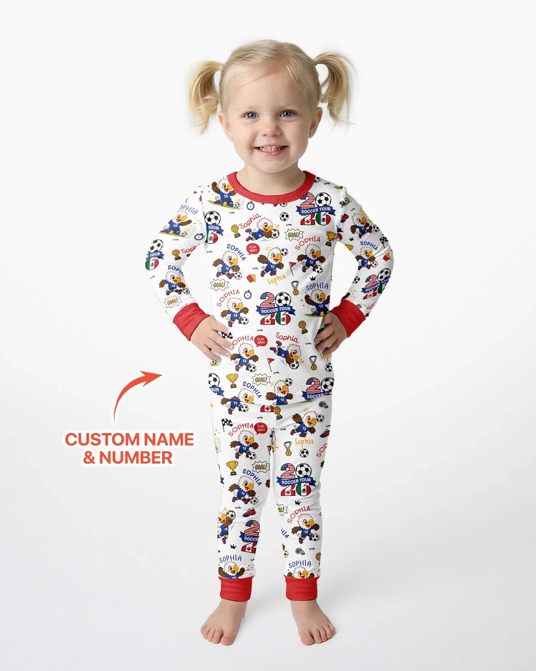USA We Are Champions Soccer Tour 2026 Bamboo Two Piece Long Sleeve Pajama Set