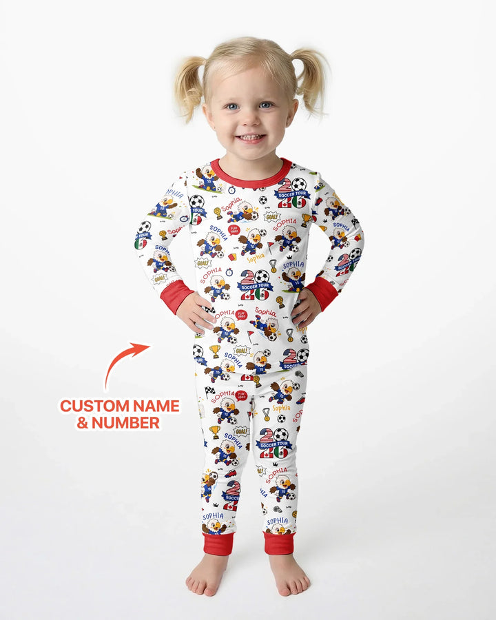 USA We Are Champions Soccer Tour 2026 Bamboo Two Piece Long Sleeve Pajama Set