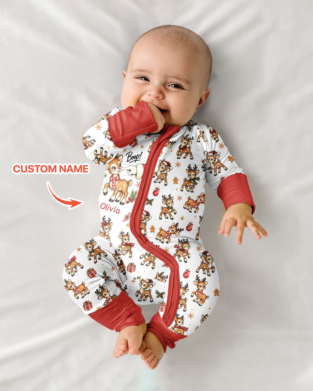 Reindeer Santa Boop Custom Name Bamboo Convertible Zippy