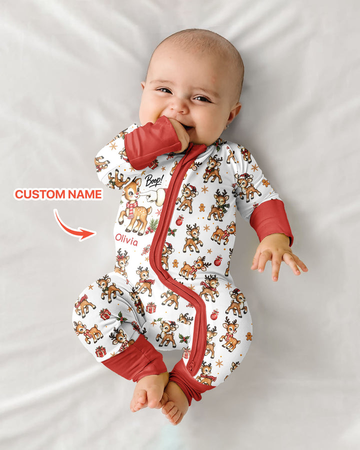 Reindeer Santa Boop Custom Name Bamboo Convertible Zippy