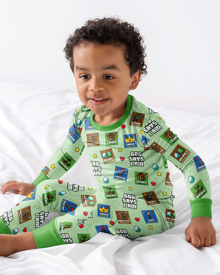 God Says I Am Gamer Bamboo Two Piece Long Sleeve Pajama Set