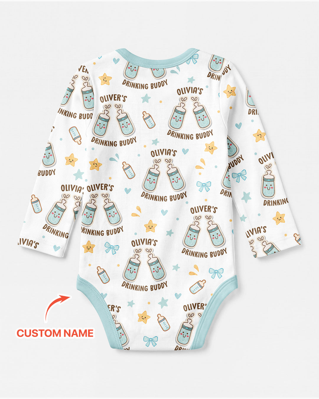 Custom Name Twin Drinking Buddies Bamboo Bodysuit