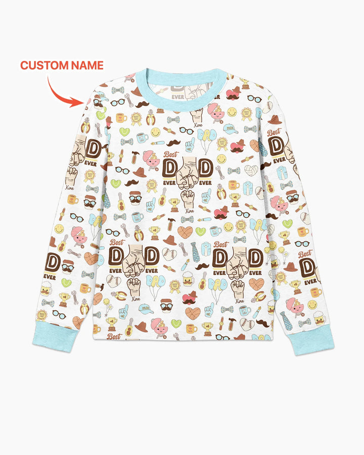 Custom Kids Name Best Dad Ever Bamboo Men's Pajama Set
