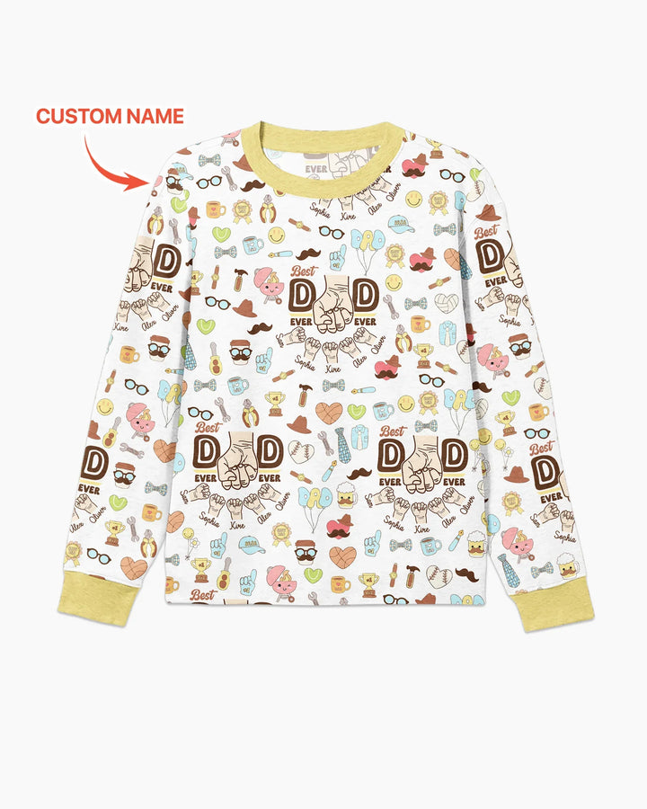 Custom Kids Name Best Dad Ever Bamboo Men's Pajama Set