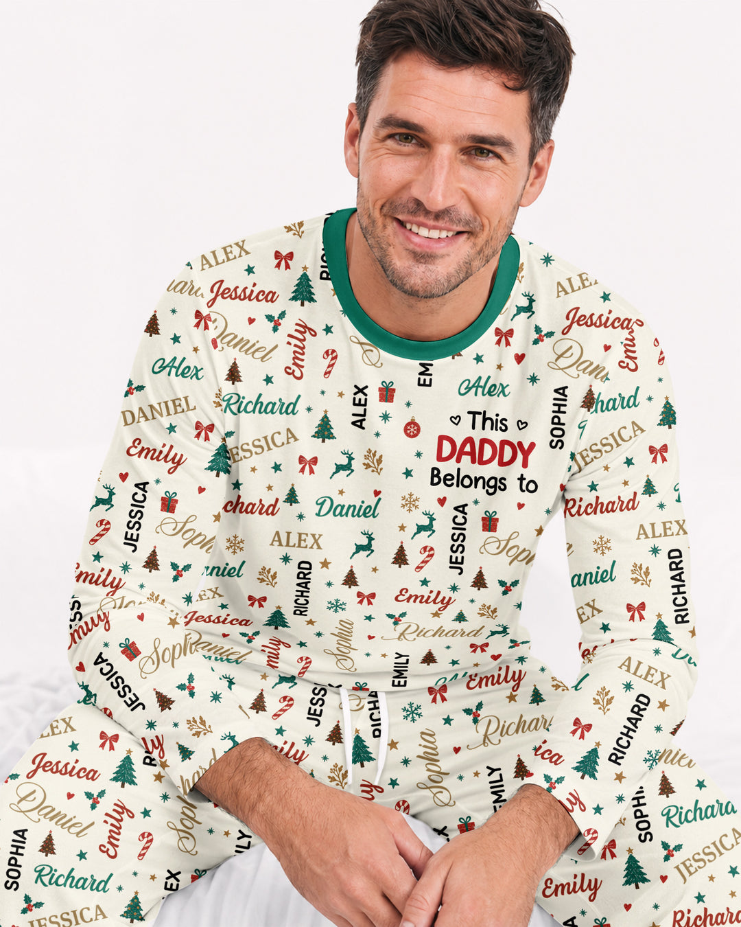 Custom Daddy Christmas Belongs To Bamboo Men's Pajama Set
