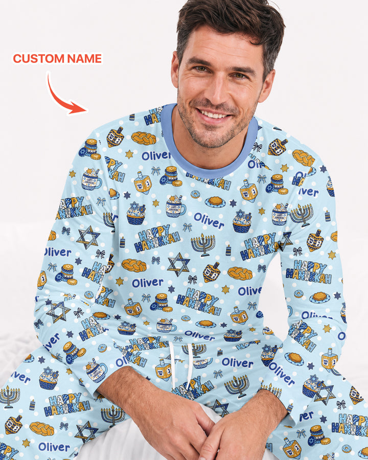 Custom Name Jewish Holiday Bamboo Men's Pajama Set