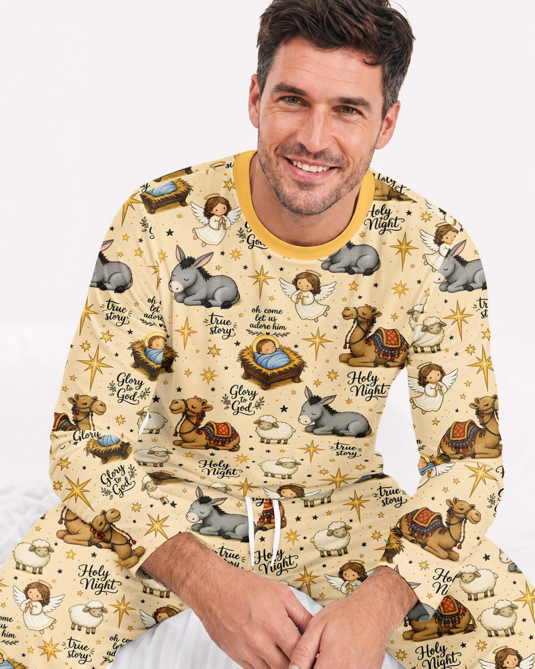 Nativity Christmas Holy Night Bamboo Men's Pajama Set