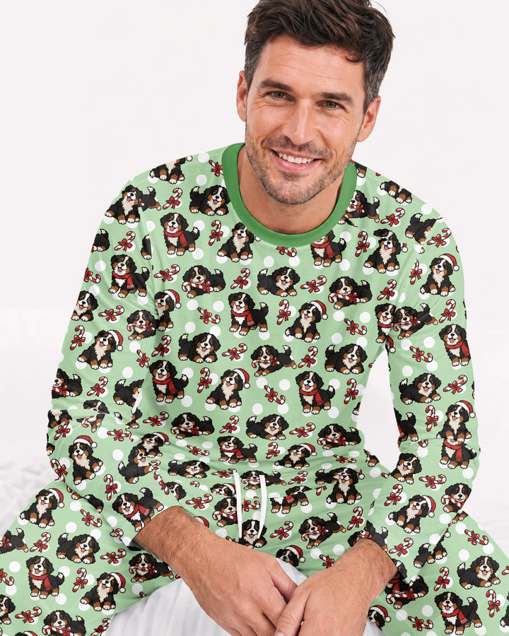 Holiday Bernese Mountain Christmas Dog Bamboo Men's Pajama Set