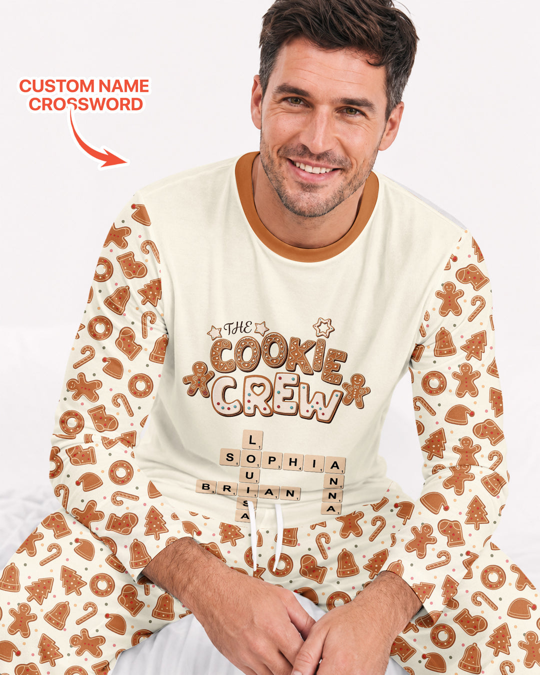 Custom Crossword Cookie Crew Bamboo Men's Pajama Set