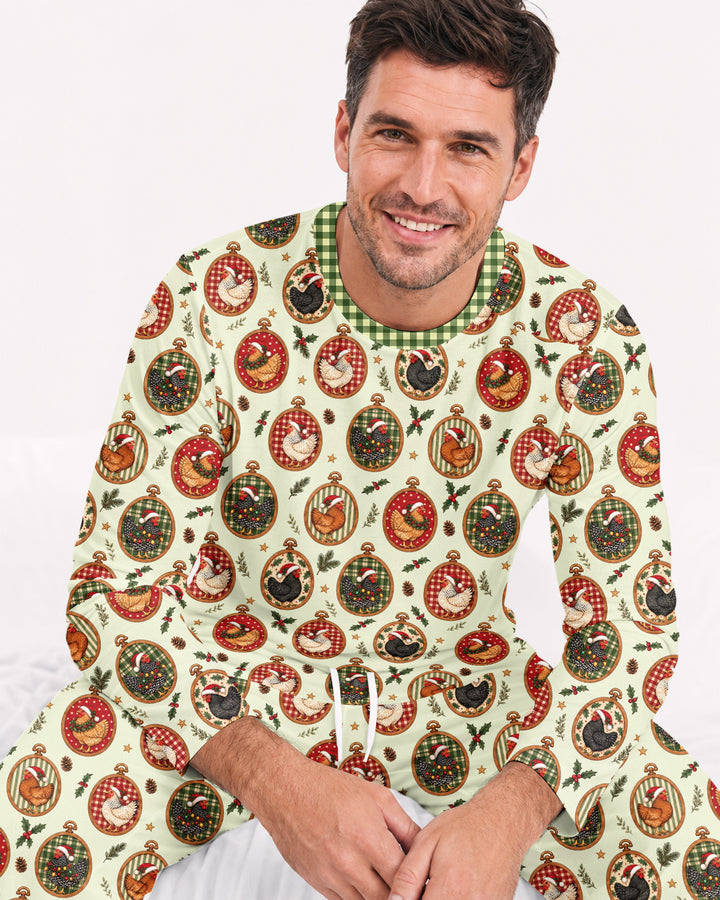 Chicken Merry Clucking Christmas Bamboo Men's Pajama Set