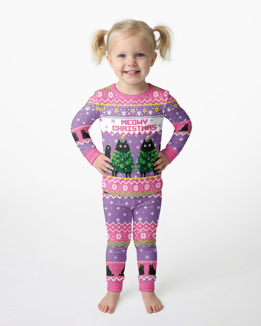 Meowy Christmas Bamboo Two Piece Long Sleeve Pajama Set