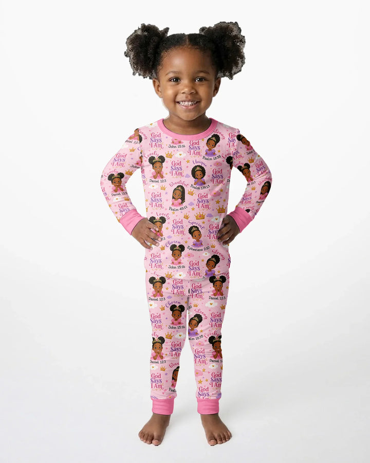 Black Princess God Says I Am Bamboo Two Piece Long Sleeve Pajama Set