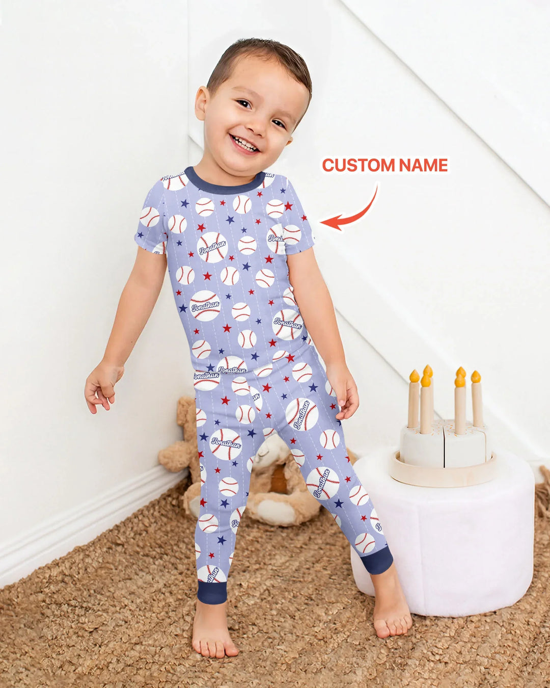 Custom Name Rookie of The Year Matching Bamboo Two Piece Short Sleeve Pajama Set
