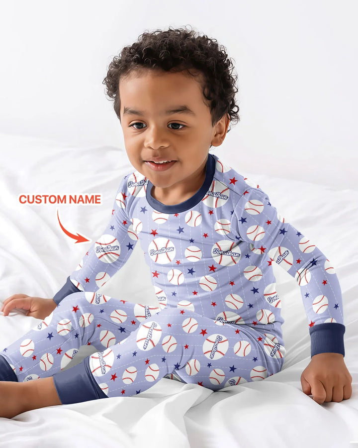 Custom Name Rookie of The Year Matching Bamboo Two Piece Long Sleeve Pajama Set
