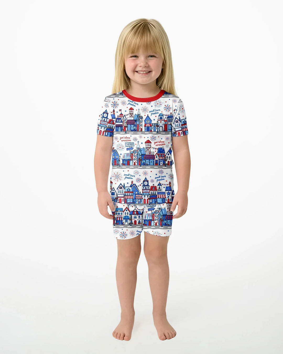 Small Town Freedom USA Bamboo Two Piece Short Sleeve Shorts Pajama Set