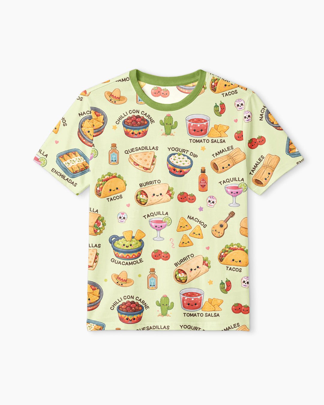 Kawaii Mexican Food Bamboo Men Short Sleeve Short Pajama Set