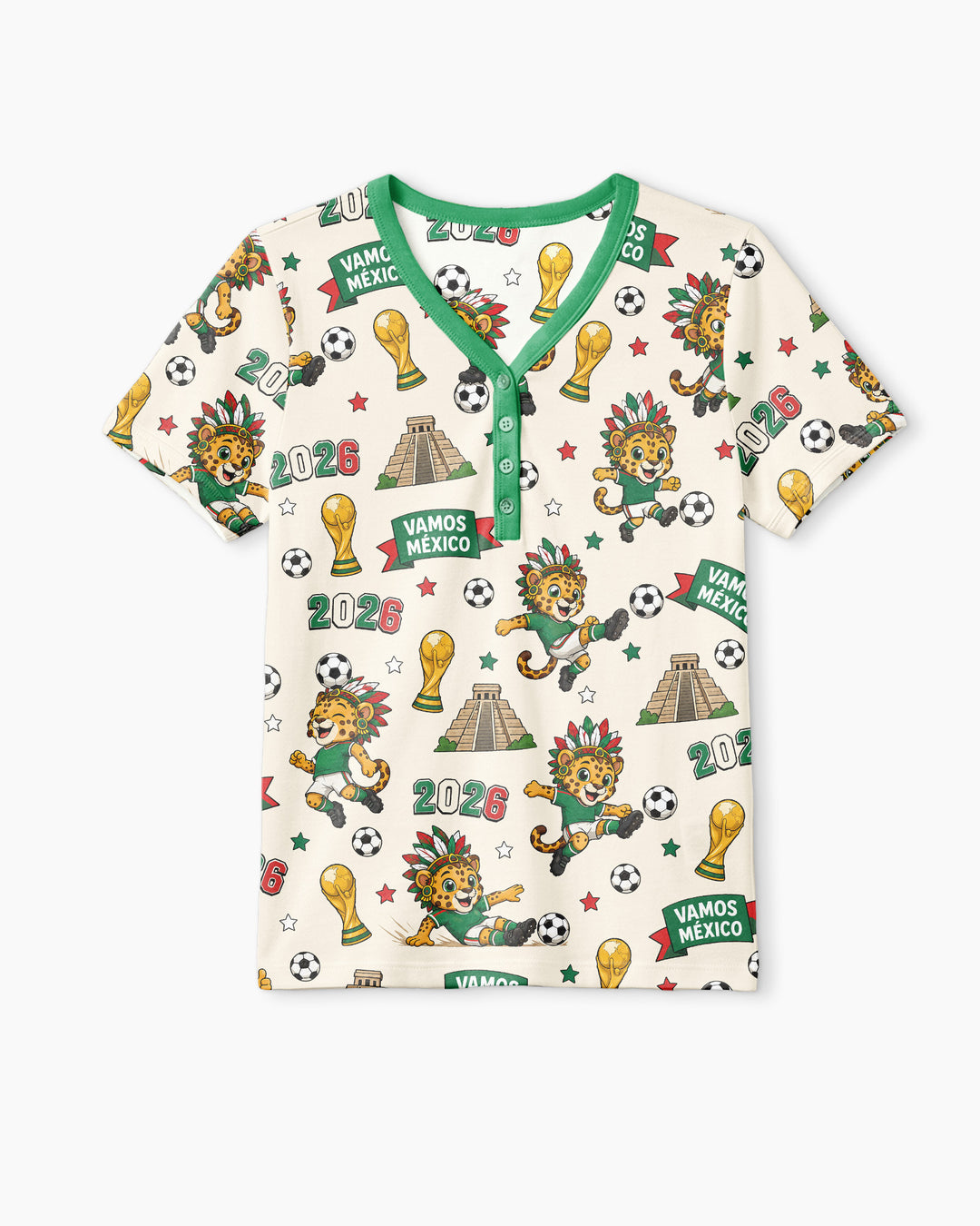 Jaguar 2026 Vamos Mexico Family Matching Bamboo Women Short Sleeve Short Pajama Set