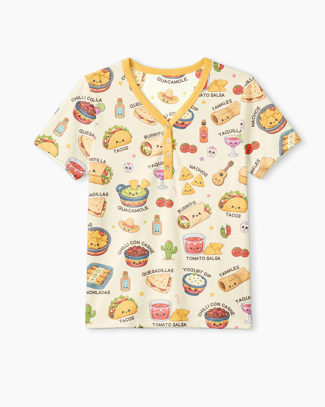 Kawaii Mexican Food Bamboo Women Short Sleeve Short Pajama Set