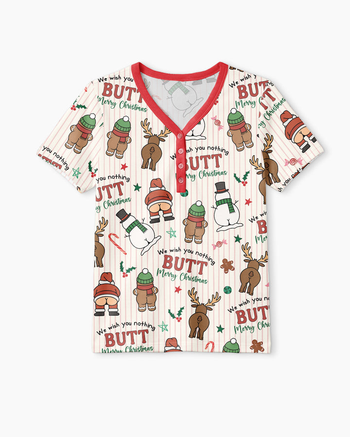 We Wish You Nothing Butt Merry Bamboo Women Short Sleeve Short Pajama Set