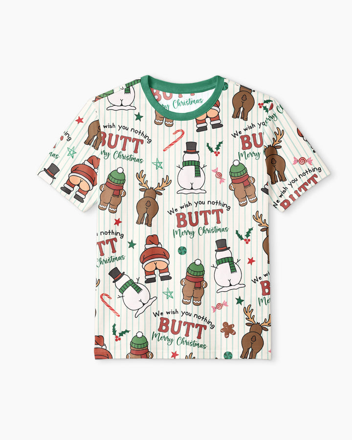 We Wish You Nothing Butt Merry Bamboo Men Short Sleeve Short Pajama Set