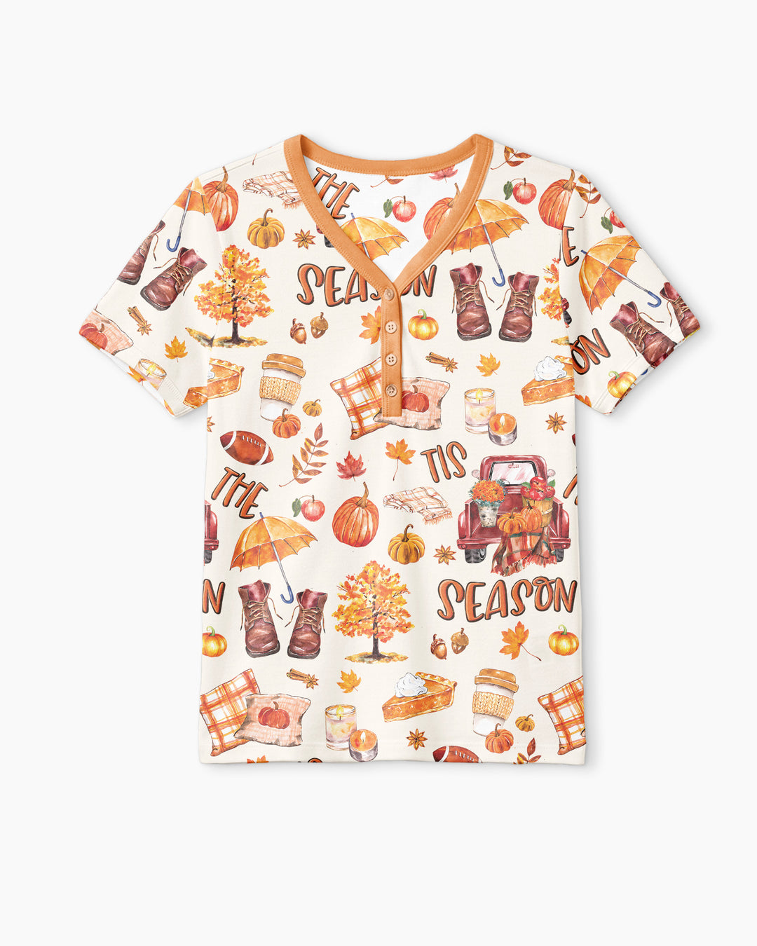 Fall Tis the Season Bamboo Women Short Sleeve Short Pajama Set